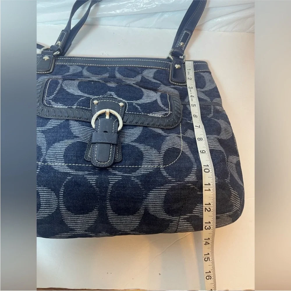 Coach Poppy Denim Signature Tote Large Blue Y2K Shoulder Bag 18993 - Picture 13 of 14